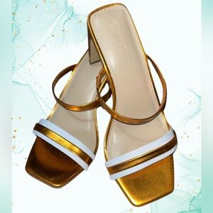 The Drop Avery Orange Sandal Heels, NWT, Size 8